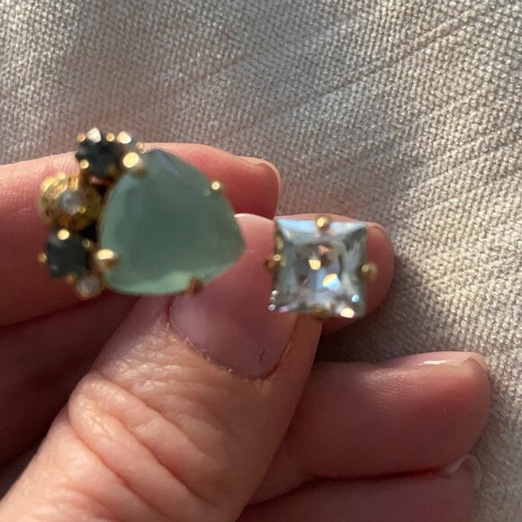 Henri Bendel Stone & Gold ring moi and toi green and clear stone gold ring - Picture 6 of 7